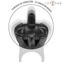 INTENSE - MABEL ANNEAU VIBRANT 10 VIBRATIONS AVEC STIMULATEUR DE CLITORIS NOIR