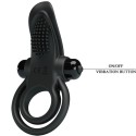 PRETTY LOVE - DOUBLE VIBRATING RING + CLITORIS STIMULATOR 10 VIBRATIONS BLACK