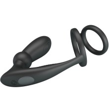 PRETTY LOVE - ANNEAU PÉNIS EMONI + PLUG ANAL 12 VIBRATIONS NOIR