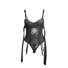 SUBBLIME - 955496 BODY DE RENDA COM LAÇOS E LIGAS PRETO S/M