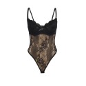 SUBBLIME - 955618 LACE BODYSUIT WITH BOTTOM CLOSURE BLACK S/M