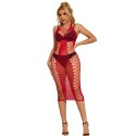 SUBBLIME - 952327 LONG RED FISHNET DRESS ONE SIZE