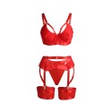 SUBBLIME - 955250 ROTER BONDAGE-BH MIT STRUMPFBAND-SET S/M