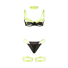 SUBBLIME - 955274 ENSEMBLE SOUTIEN-GORGE AVEC COLLIER ET DÉTAILS DE JAMBES VERT FLUORESCENT S/M