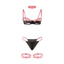 SUBBLIME - 955298 COMPLETO REGGISENO CON COLLANA E DETTAGLI GAMBA ROSA FLUO S/M