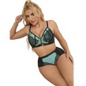 SUBBLIME - 955557 GREEN PATENT LEATHER MESH ZIPPER BRA SET S/M