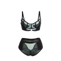 SUBBLIME - 955557 GREEN PATENT LEATHER MESH ZIPPER BRA SET S/M