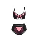 SUBBLIME - 955571 PINK PATENT LEATHER MESH ZIPPER BRA SET S/M