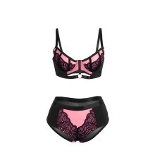 SUBBLIME - 955571 ENSEMBLE SOUTIEN-GORGE EN CUIR VERNI ROSE