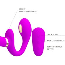 PRETTY LOVE - THUNDERBIRD DOUBLE STRAP-ON VIBRATOR REMOTE CONTROL PURPLE