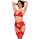 CHILIROSE - CR 4848 CONJUNTO DE SUTIÃ DE RENDA VERMELHO + TANGA