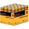 KODAK - MAX ALKALINE BATTERY AAA LR03 PACK*20 BATTERIES