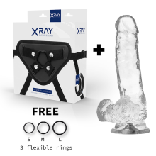 X RAY - HARNESS + CLEAR COCK WITH BALLS 18.5 CM -O- 3.8 CM