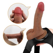 PRETTY LOVE - SLIP UNIVERSALE CON DILDO VIBRANTE E SQUIRTING 15,5 CM MULATO