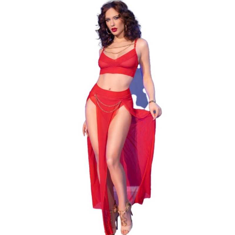 CHILIROSE - CR 4850 CONJUNTO DE TOP E LEGGING VERMELHO COM