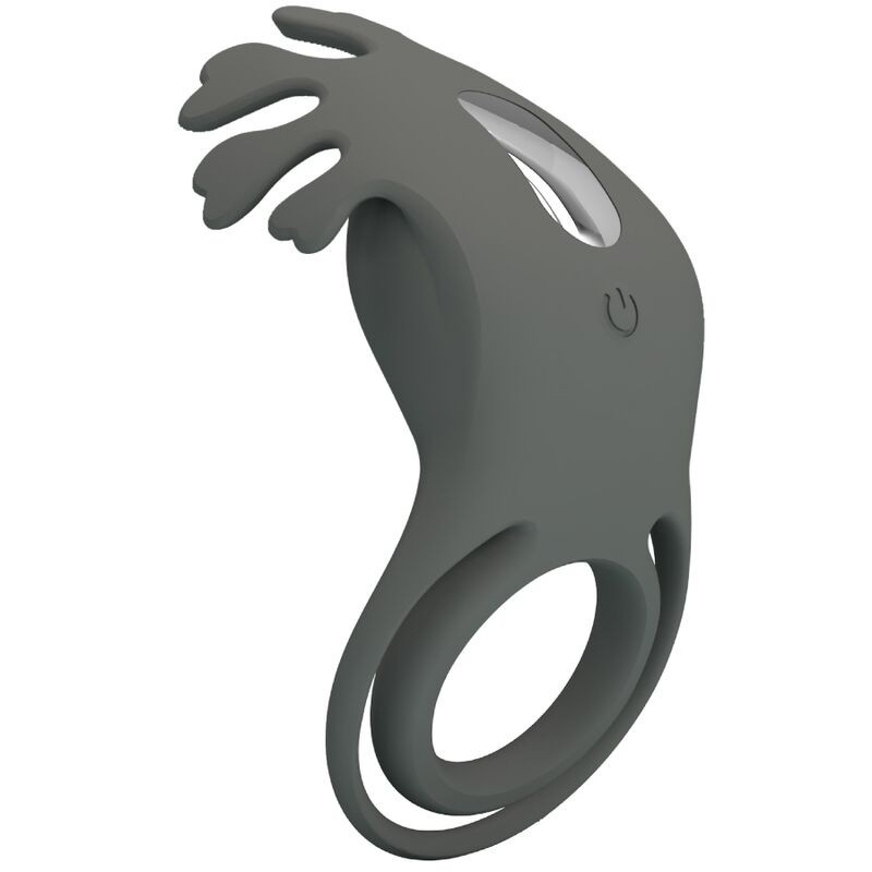 PRETTY LOVE - RUBEN DOUBLE VIBRATING RING WITH STIMULATOR GRAY