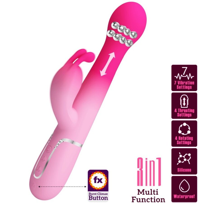 PRETTY LOVE - DEJON 3 EM 1 MULTIFUNCIONAL RABBIT VIBRADOR ROSA