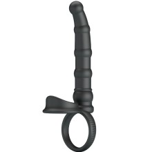 PRETTY LOVE - TATUM VIBRATING PENIS RING WITH PLUG 10 VIBRATIONS BLACK