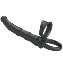 PRETTY LOVE - TATUM VIBRATING PENIS RING WITH PLUG 10 VIBRATIONS BLACK