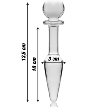 NEBULA SERIES BY IBIZA - MODELLO 7 PLUG ANALE VETRO BOROSILICATO 13,5 X 3 CM TRASPARENTE