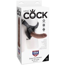 KING COCK - HARNESS WITH REALISTIC PENIS BROWN 20.3 CM