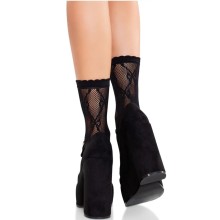 LEG AVENUE SCHWARZE SPITZENSOCKEN MIT SCHLEIFE