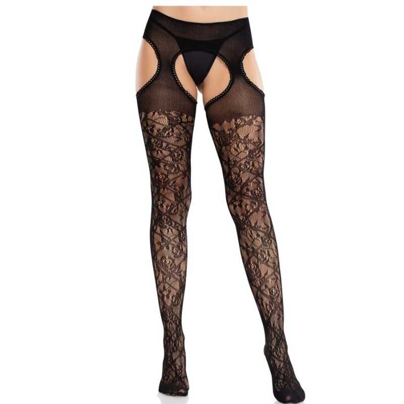 LEG AVENUE - BLUMENSPITZENSTRÜMPFE MIT STRUMPFBÄNDERN UNITED