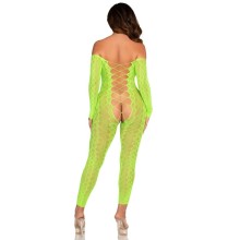 LEG AVENUE - BODYSTOCKING SEM BASE EXÓTICO RENDA DE COBRA VERDE