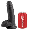 KING COCK - 7 DILDO PRETO COM BOLAS 17.8 CM