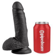 KING COCK - 7 DILDO PRETO COM BOLAS 17.8 CM