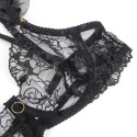 SUBBLIME - 957490 CONJUNTO DE SUTIÃ E LIGA DE RENDA PRETO L/XL