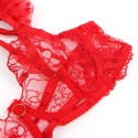 SUBBLIME - 957513 ENSEMBLE SOUTIEN-GORGE ET JARRETELLE EN DENTELLE ROUGE L/XL