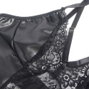 SUBBLIME - 957537 VESTIDO DE COURO COM RENDA FLORAL PRETO L/XL