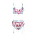 SUBBLIME - 957650 CONJUNTO DE SUTIÃ E CINTO-LIGA COM BORDADO DE FLORES ROSA L/XL