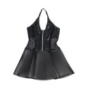 SUBBLIME - 957711 VESTIDO DE COURO COM ZÍPER DE RENDA PRETO L/XL
