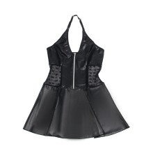 SUBBLIME - 957711 VESTIDO DE COURO COM ZÍPER DE RENDA PRETO L/XL