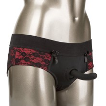 CALEXOTICS - CONJUNTO DE CALCINHAS SCANDAL CROTCHLESS COM DILDO TAMANHO P/M
