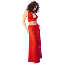 CHILIROSE - CR 4857 SET TOP E PANTALONI ROSSI TAGLIA S