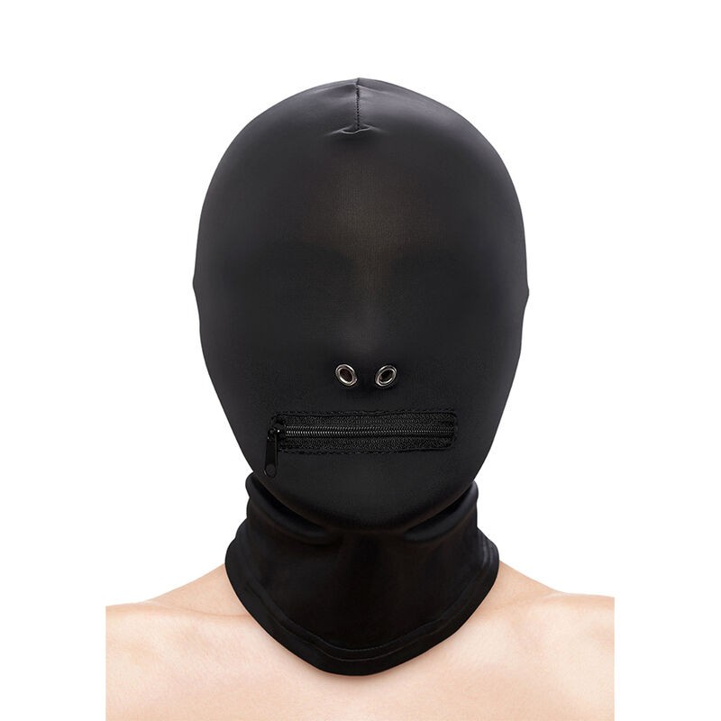 NS NOVELTIES - FETISH FASHION FECHADO BOCA COM ZÍPER CAPUZ NYLON PRETO