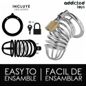 ADDICTED TOYS LOCKED - GAIOLA DE PÊNIS DE METAL COM CÉLULA DE FERRO 4 CM TAMANHO S