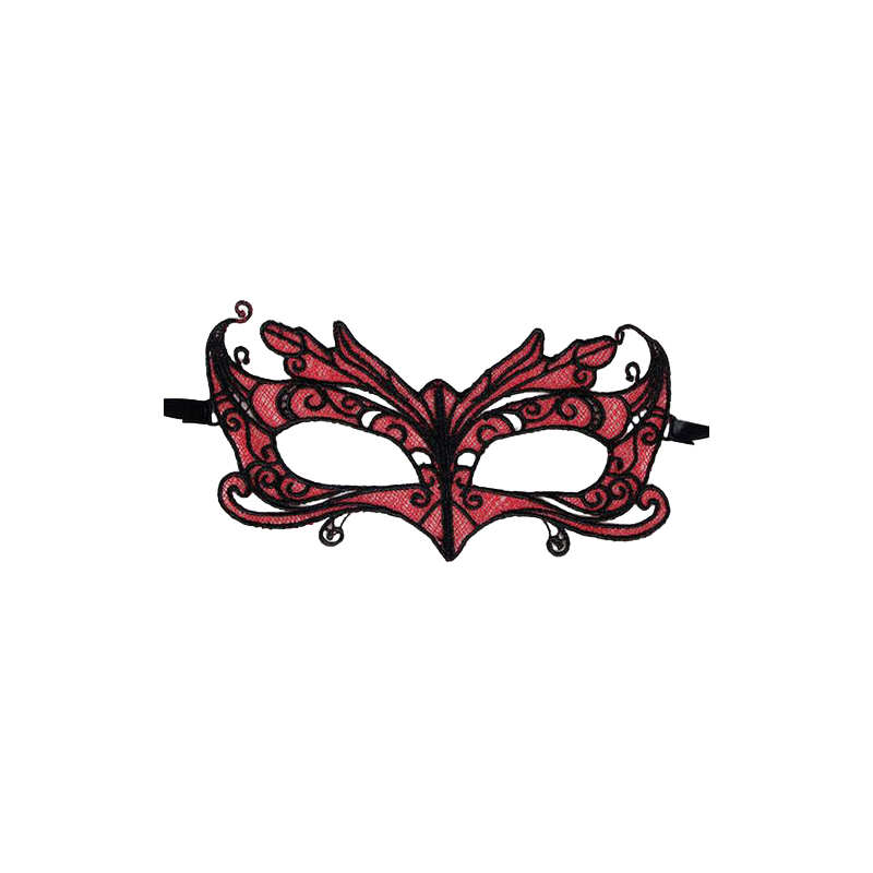 QUEEN LINGERIE - MSCARA DE RENDA COM DETALHES VERMELHOS