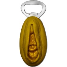 DIABLO PICANTE - ABRIDOR DE PRATA COM FORMATO DE VAGINA DOURADA
