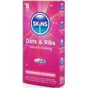 SKINS - DOTS RIBS PREMIUM PRESERVATIVOS PACOTE 8