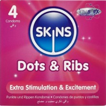 SKINS - DOTS RIBS PREMIUM PRESERVATIVOS PACOTE 4