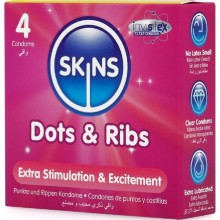 SKINS - DOTS RIBS PREMIUM PRESERVATIVOS PACOTE 4