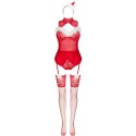 LIVCO CORSETTI FASHION - LIMPID SNOWFLAKES LC 90604 BODY + MEIAS + TIARA DE NATAL TAMANHO S/M