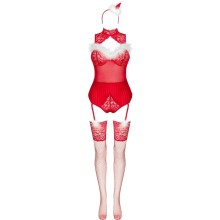 LIVCO CORSETTI FASHION - LIMPID SNOWFLAKES LC 90604 BODY + MEIAS + TIARA DE NATAL TAMANHO S/M