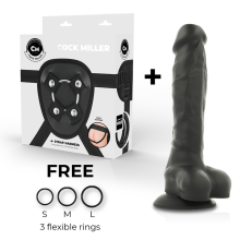 COCK MILLER - HARNAIS + SILICONE DENSITÉ ARTICULABLE COCKSIL NOIR 19,5 CM