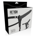 FETISH SUBMISSIVE HARNESS - BLACK SILICONE VIBRATOR 15 CM