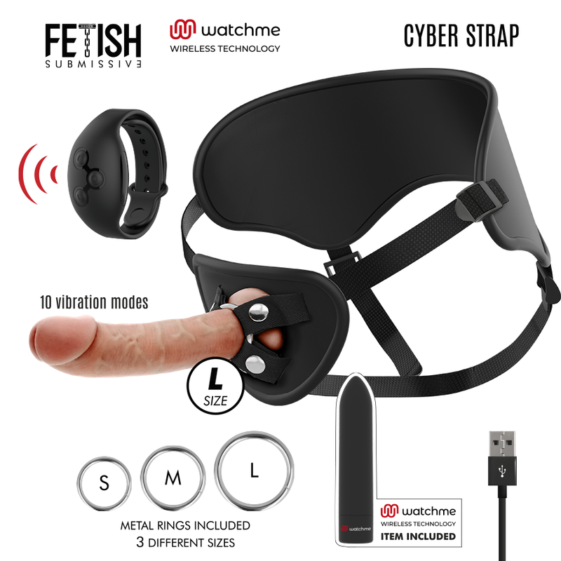 FETISH SUBMISSIVE CYBER STRAP - HARNESS WITH DILDO AND BULLET